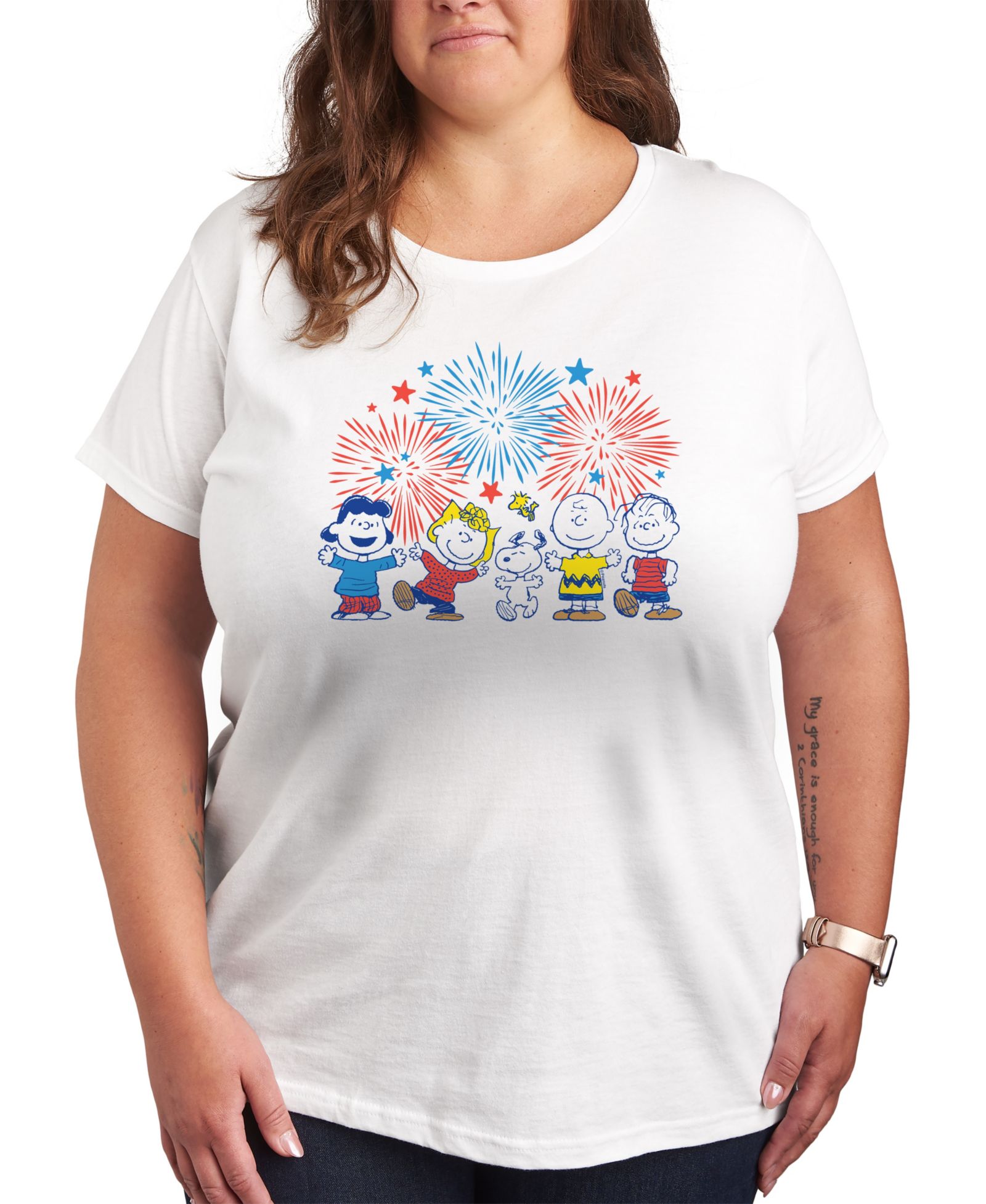 Hybrid Apparel Футболка с принтиком Peanuts 4th of July Fireworks Plus Size