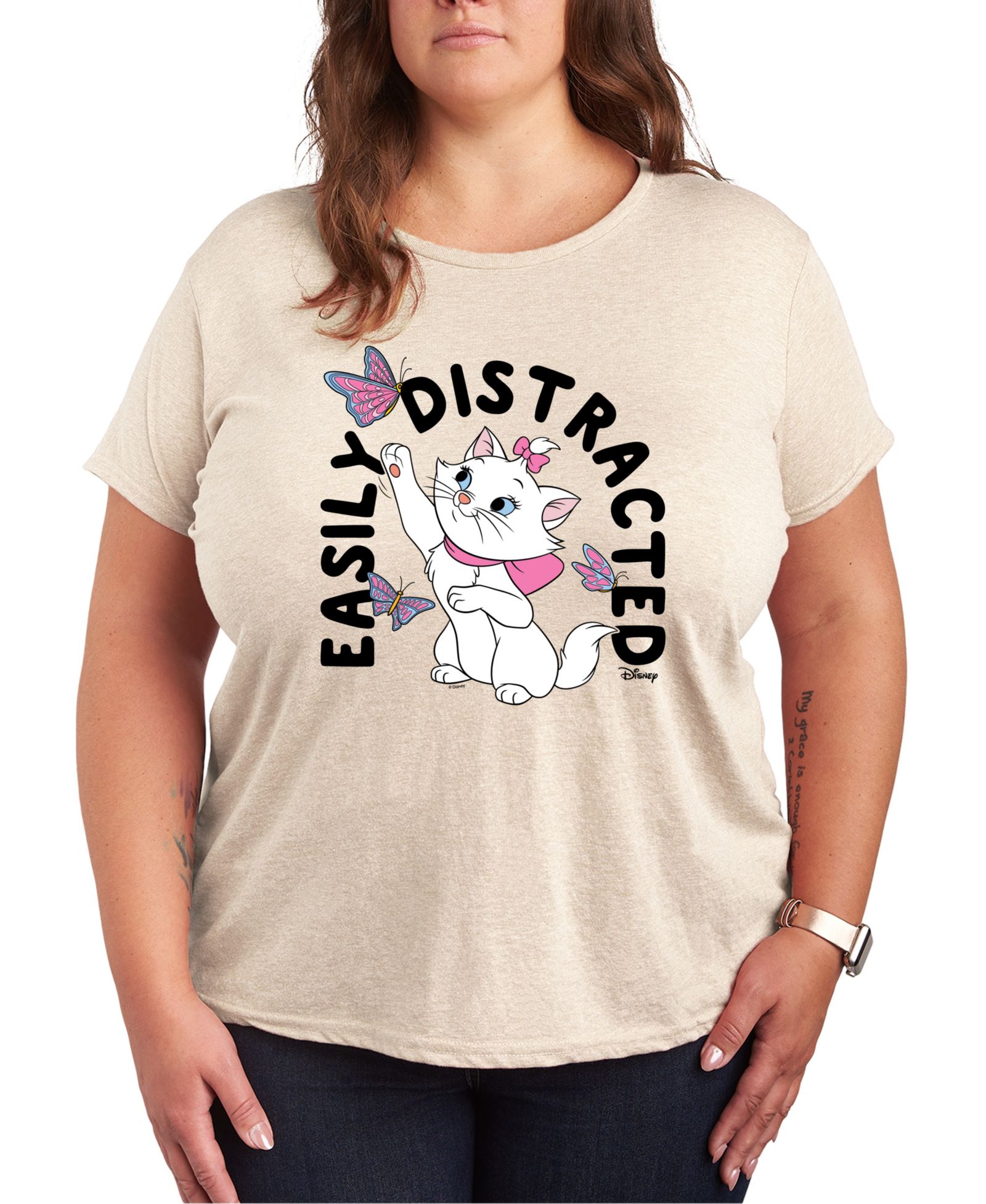Женская футболка Hybrid Apparel Trendy Plus Size The Aristocrats Easily Distracted Graphic Crew Neck