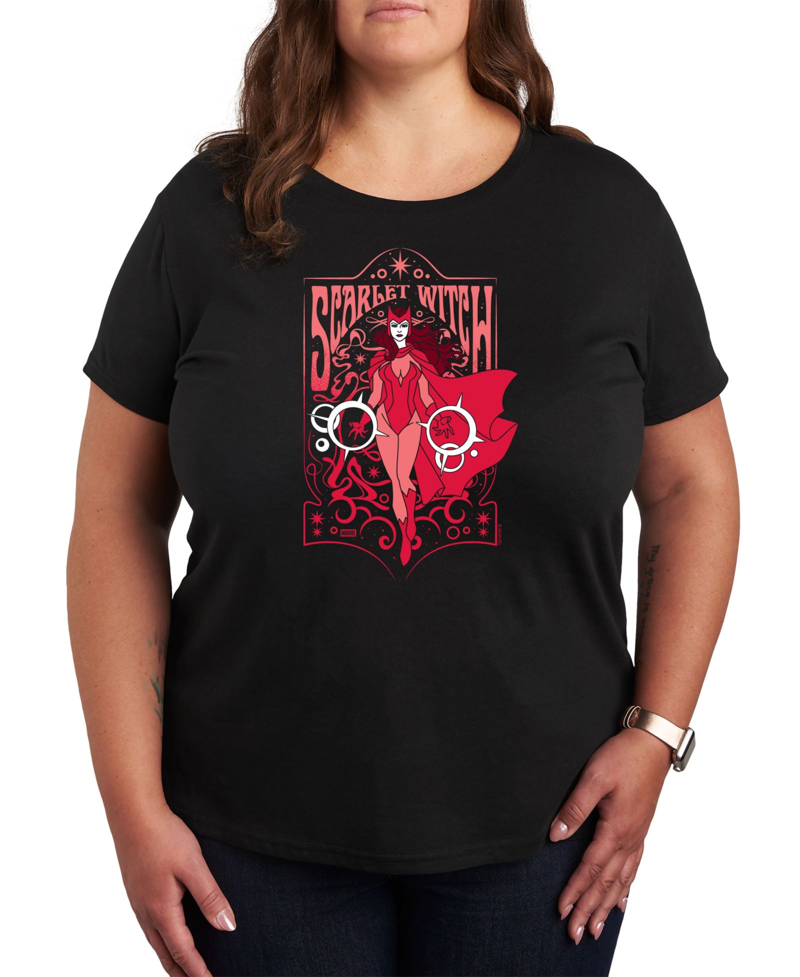 Футболка Hybrid Apparel Trendy Plus Size Scarlet Witch, с принтом, круглый вырез