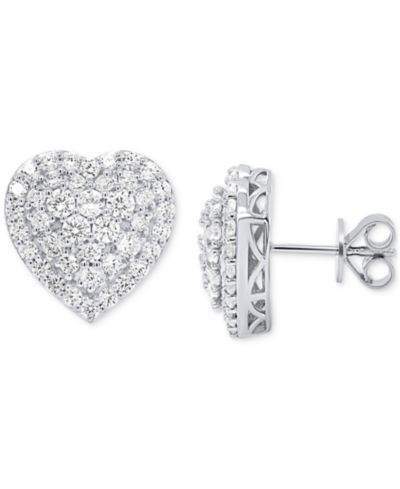 Серьги-гвоздики Forever Grown Diamonds Lab Grown Diamond Heart Cluster из стерлингового серебра или позолоченного стерлингового серебра