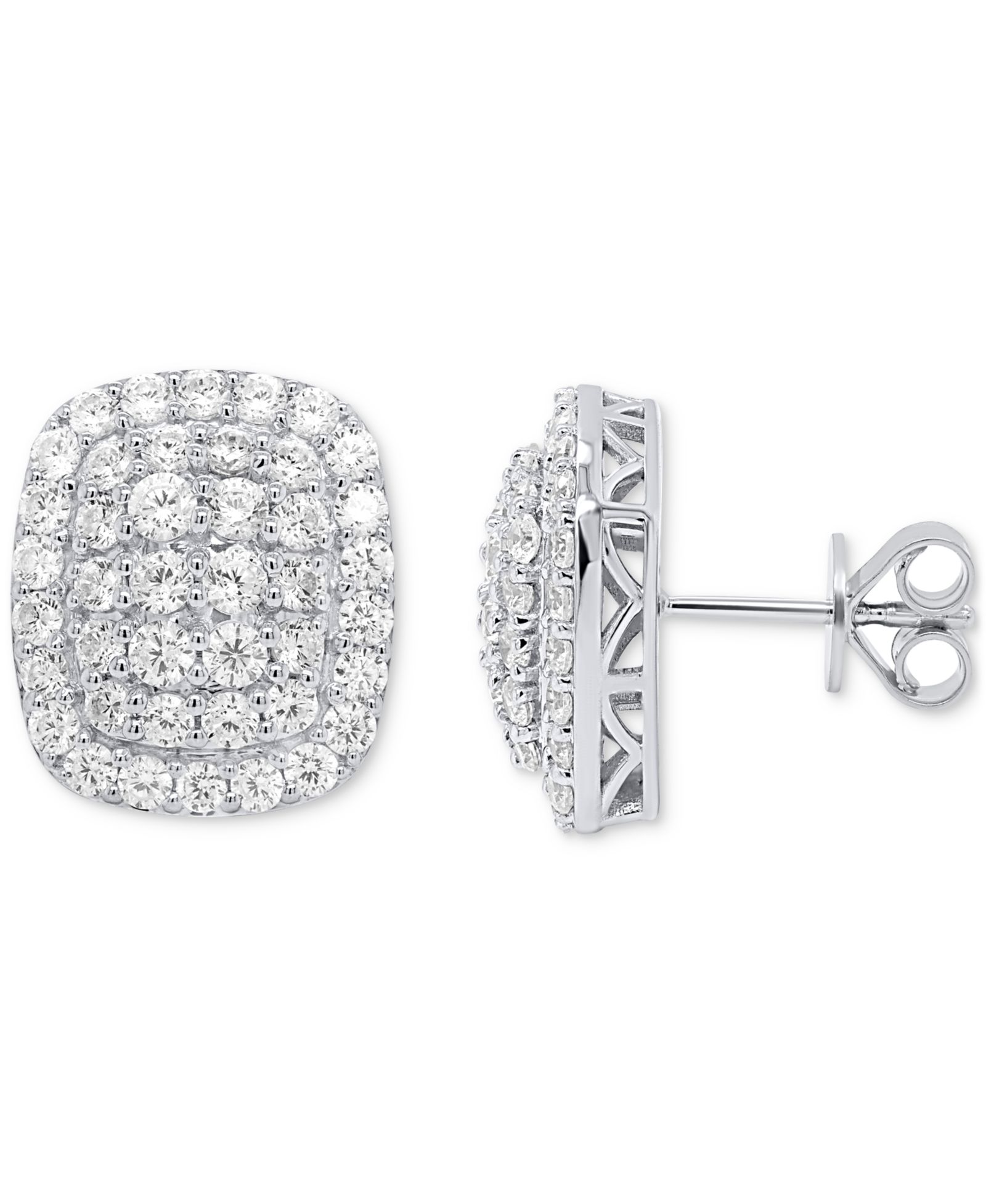 Серьги-гвоздики Forever Grown Diamonds Lab Grown Diamond Cushion Cluster из стерлингового серебра или позолоченного стерлингового серебра (2 ct. t.w.)