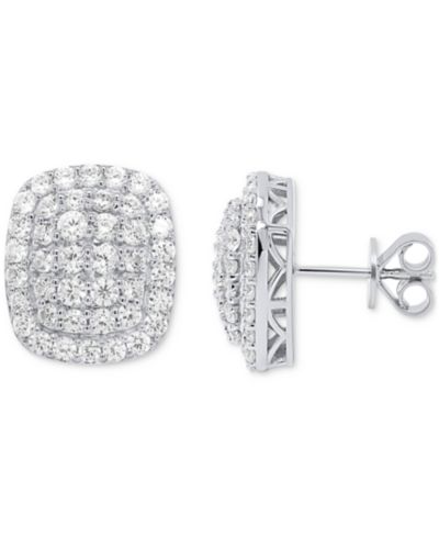 Серьги-гвоздики Forever Grown Diamonds Lab Grown Diamond Cushion Cluster из стерлингового серебра или позолоченного стерлингового серебра (2 ct. t.w.)