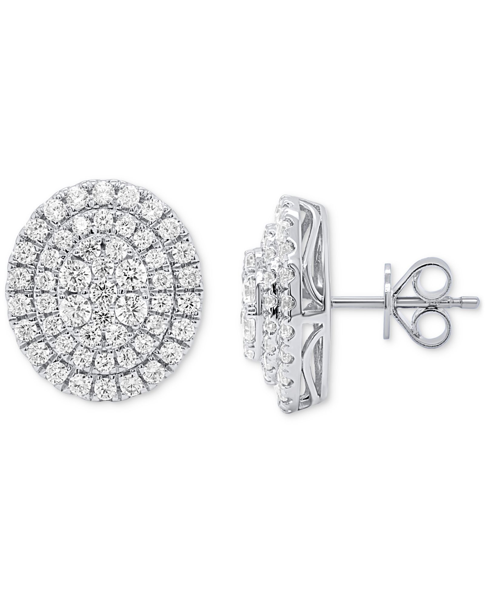 Серьги Forever Grown Diamonds Lab Grown Diamond Double Halo 2 ct. t.w. Silver/Gold-Plated