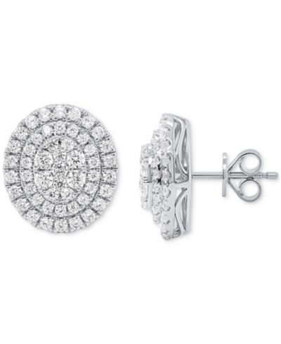 Серьги Forever Grown Diamonds Lab Grown Diamond Double Halo 2 ct. t.w. Silver/Gold-Plated