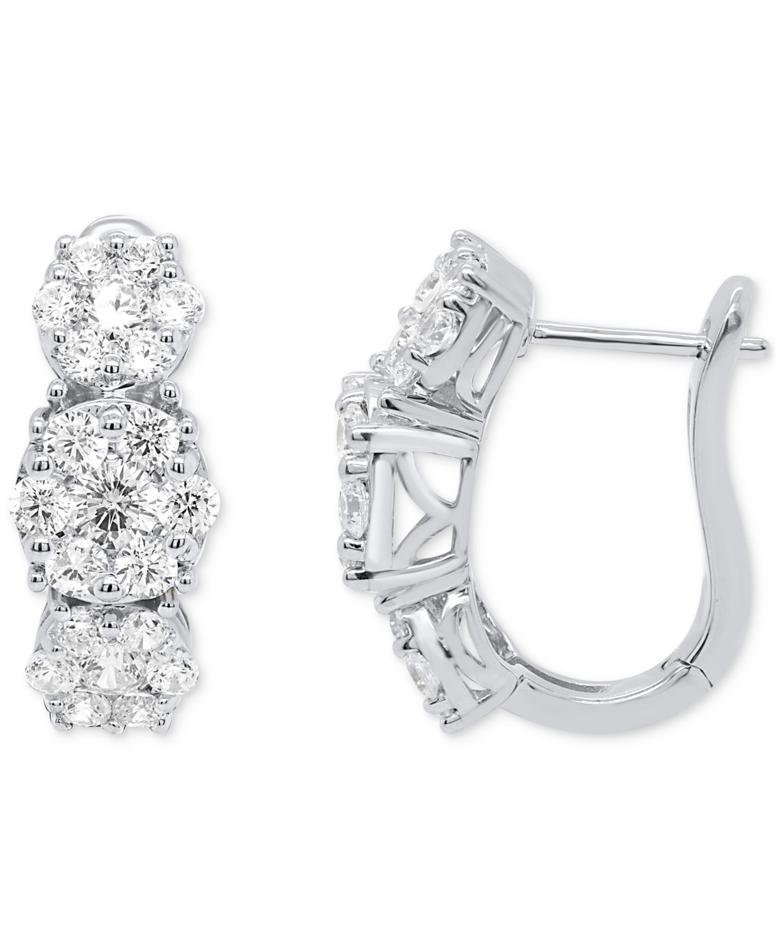 Серьги Forever Grown Diamonds Lab Grown Diamond Triple Cluster Statement в Sterling Silver или 14k Gold-Plated Sterling Silver