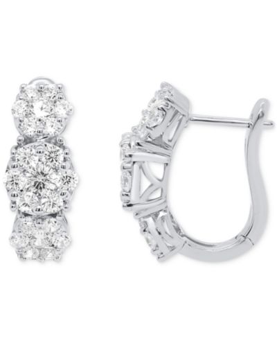 Серьги Forever Grown Diamonds Lab Grown Diamond Triple Cluster Statement в Sterling Silver или 14k Gold-Plated Sterling Silver