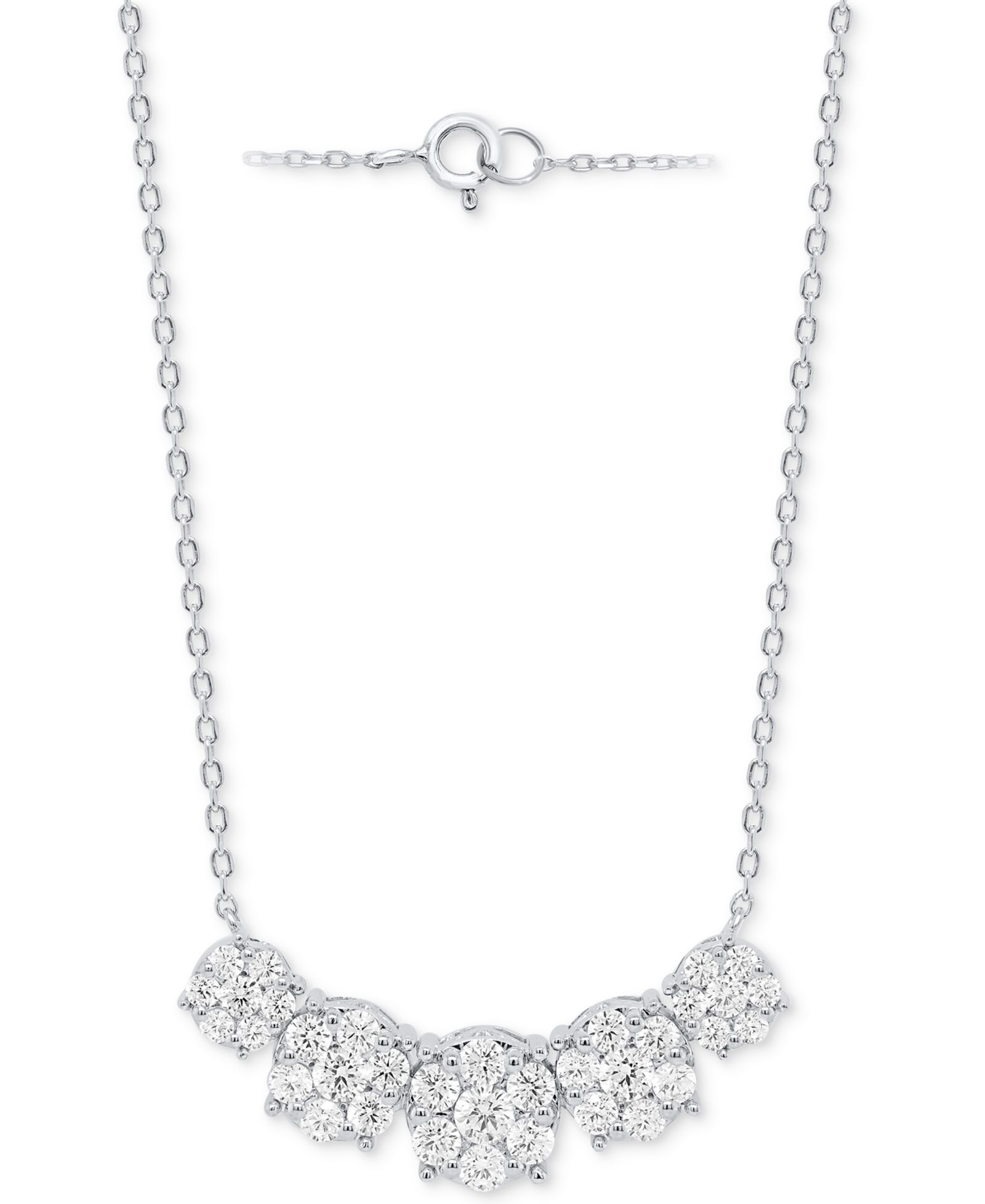 Колье Forever Grown Diamonds Lab Grown Diamond Five Cluster 18" в серебре или 14k Gold-Plated Sterling Silver