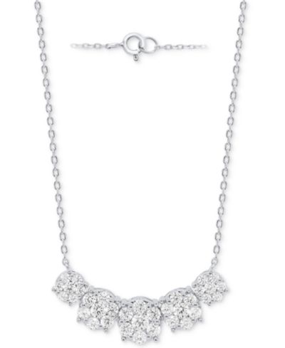 Колье Forever Grown Diamonds Lab Grown Diamond Five Cluster 18" в серебре или 14k Gold-Plated Sterling Silver
