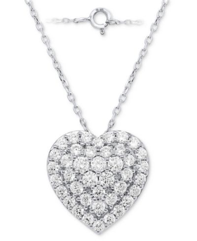 Кулон Forever Grown Diamonds с сердцем из кластера лабораторных бриллиантов, 18 дюймов, 2 карата суммарно, стерлинговое серебро или серебро с позолотой 14k