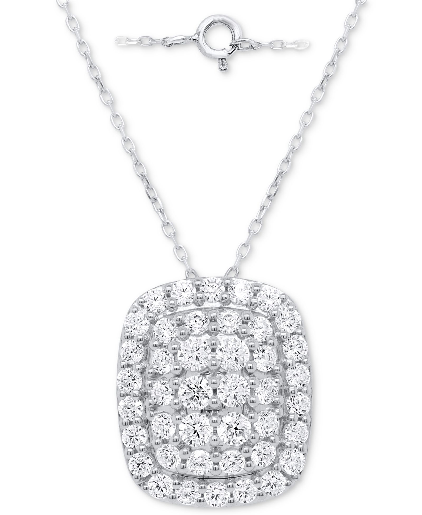 Forever Grown Diamonds подвеска с кушонообразным кластером из лабораторных бриллиантов 18" (2 карата суммарно) из стерлингового серебра или стерлингового серебра с позолотой 14k