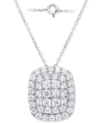 Forever Grown Diamonds подвеска с кушонообразным кластером из лабораторных бриллиантов 18" (2 карата суммарно) из стерлингового серебра или стерлингового серебра с позолотой 14k