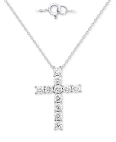 Forever Grown Diamonds кулон-крест с лабораторным бриллиантом, 18", 2 карата суммарно, стерлинговое серебро или серебро с позолотой 14k