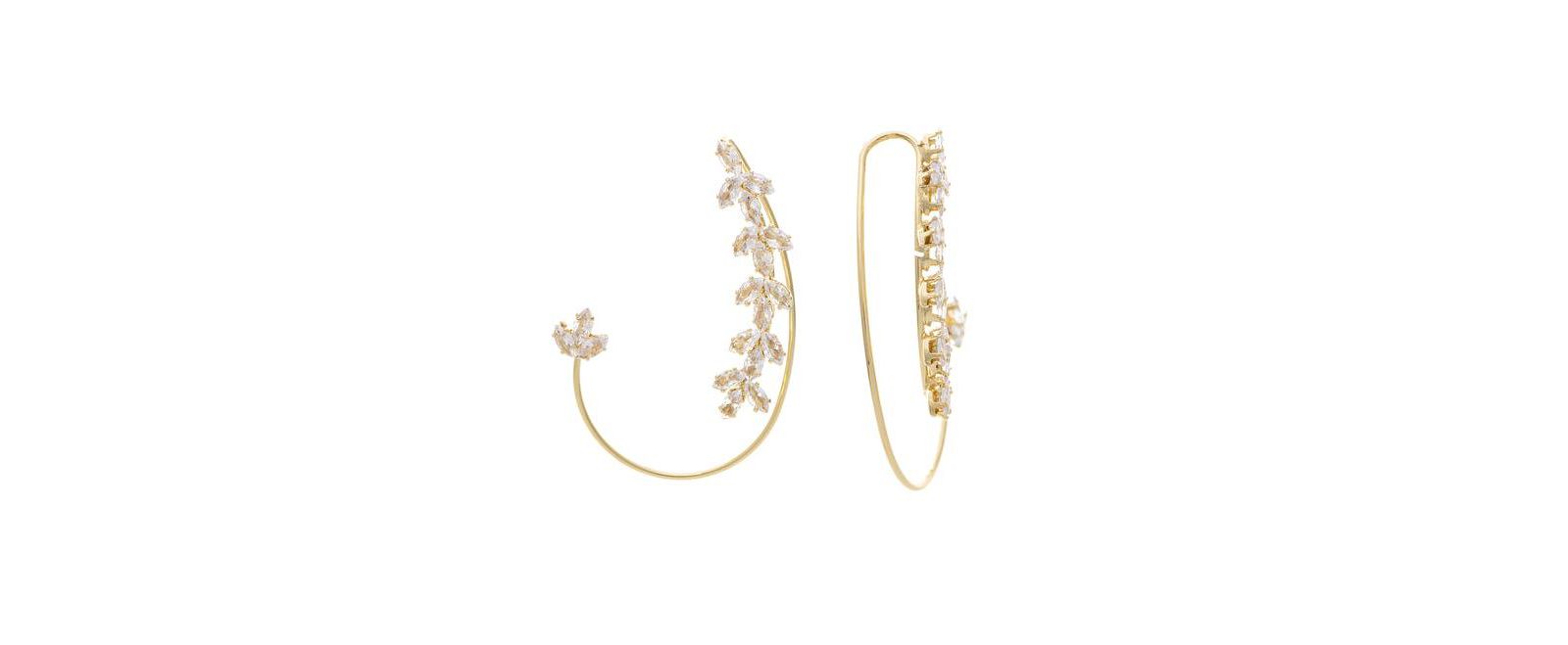 Floral Crawler Slip On CZ Earring