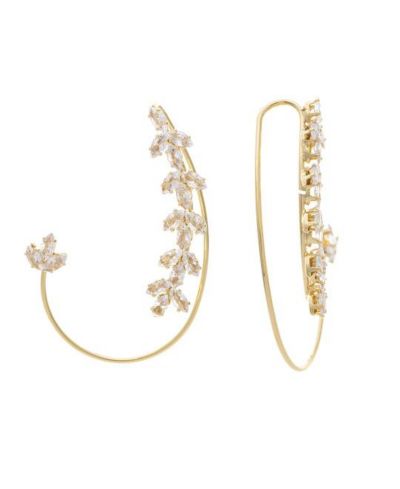 Floral Crawler Slip On CZ Earring