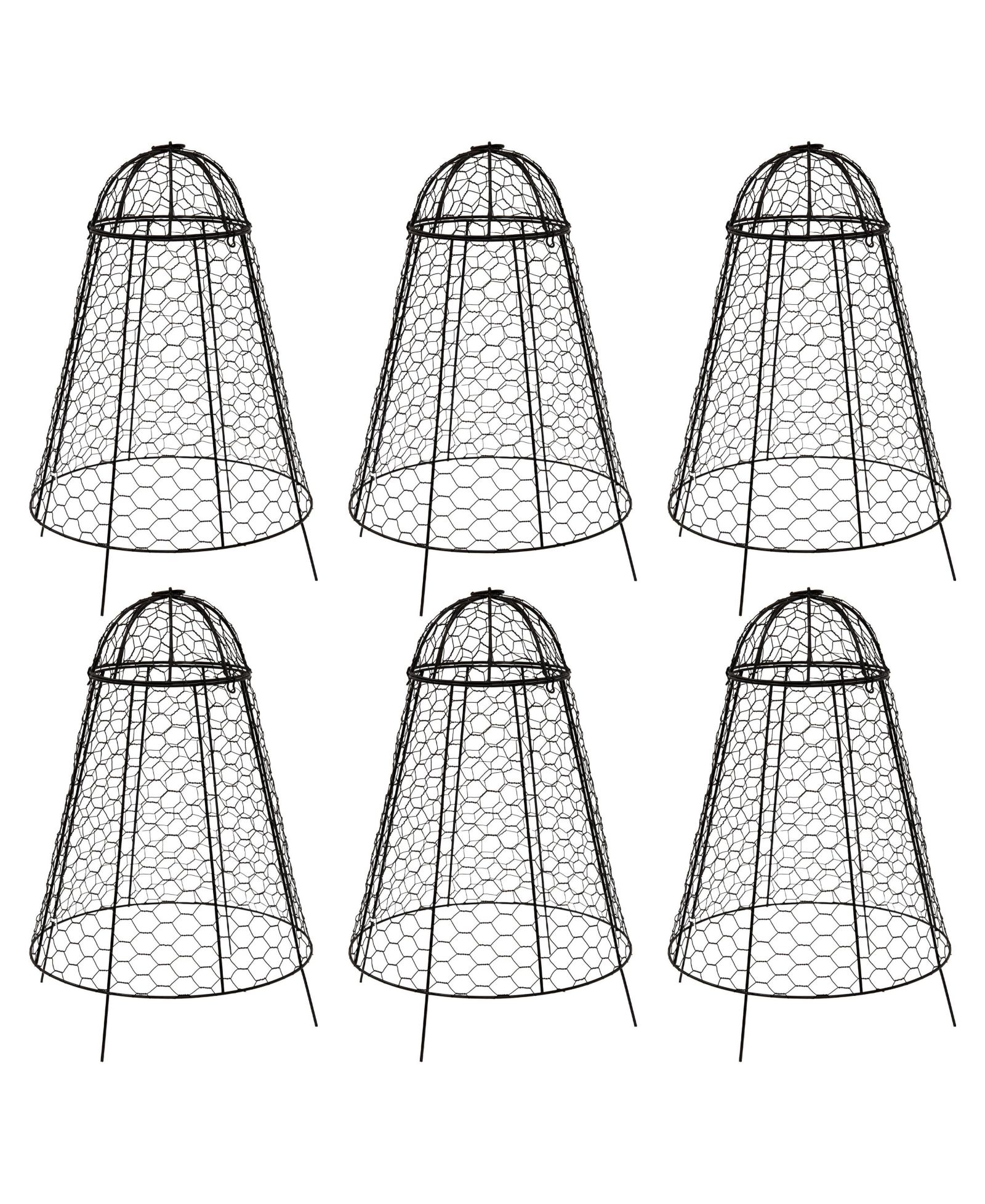 Защитный каркас для растений Sunnydaze Decor из проволоки - садовый колпак со съемной крышкой - 6 шт - защита от кроликов и животных