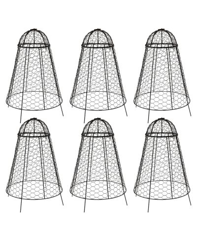 Защитный каркас для растений Sunnydaze Decor из проволоки - садовый колпак со съемной крышкой - 6 шт - защита от кроликов и животных
