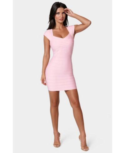 Bebe Women's Cap Sleeve Bandage Mini Dress