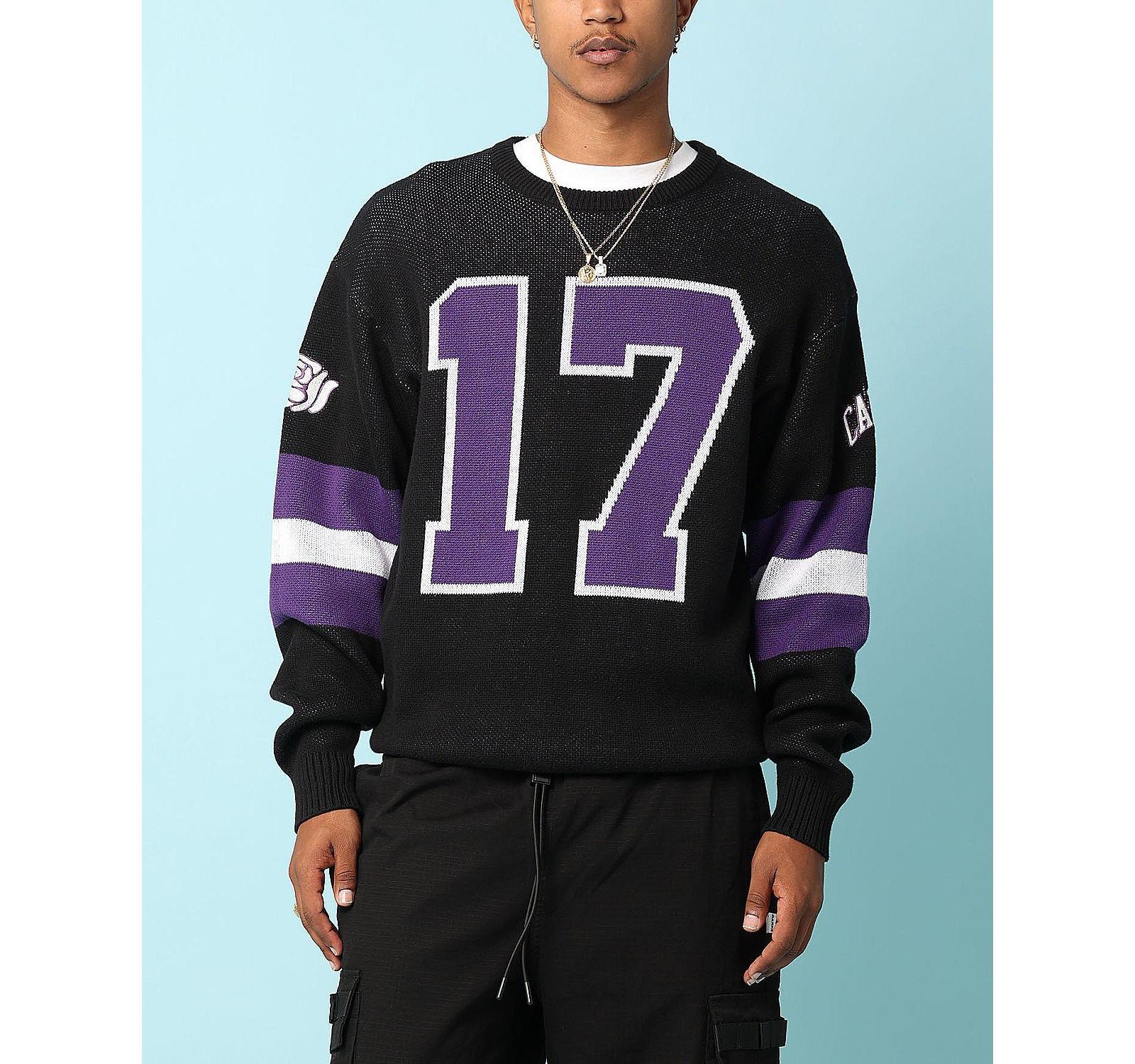 CARRE Men's Gridiron Knitted Sweater- Black, 2XL