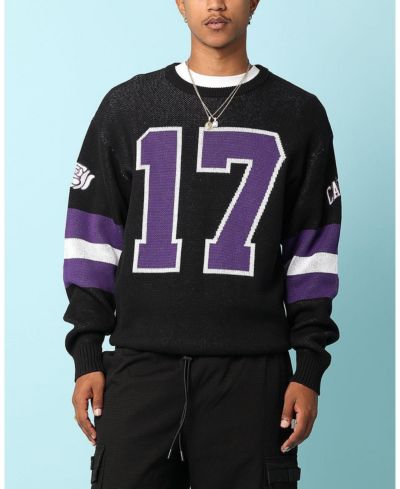 CARRE Men's Gridiron Knitted Sweater- Black, 2XL