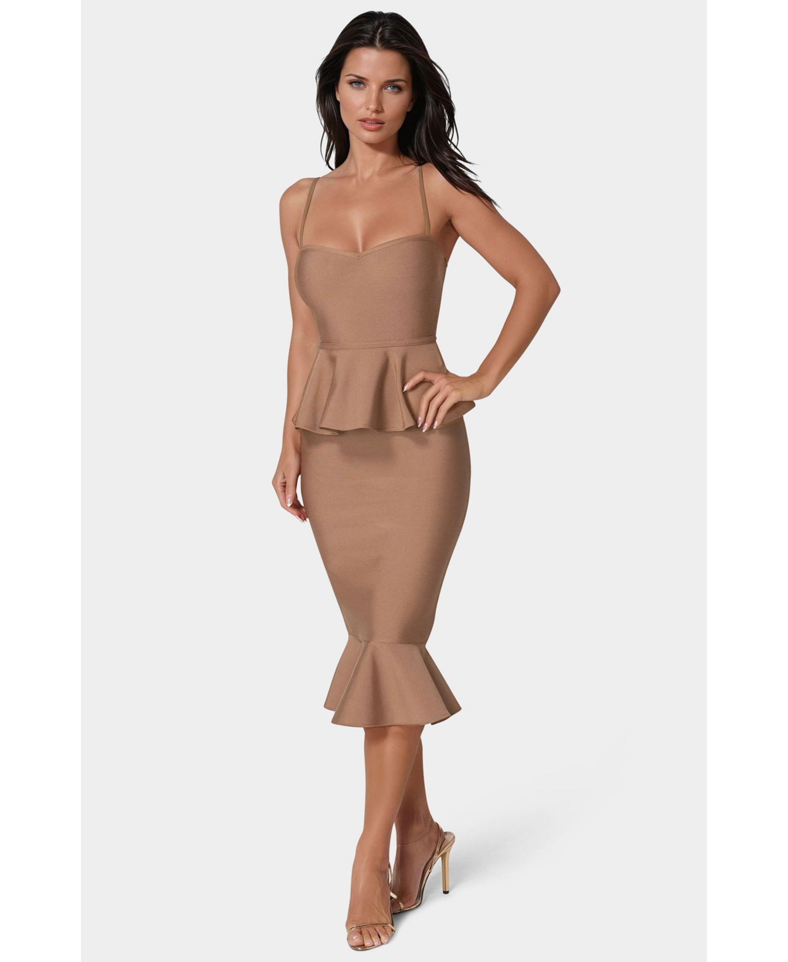 Женское миди-платье Bebe Women's Peplum Bandage