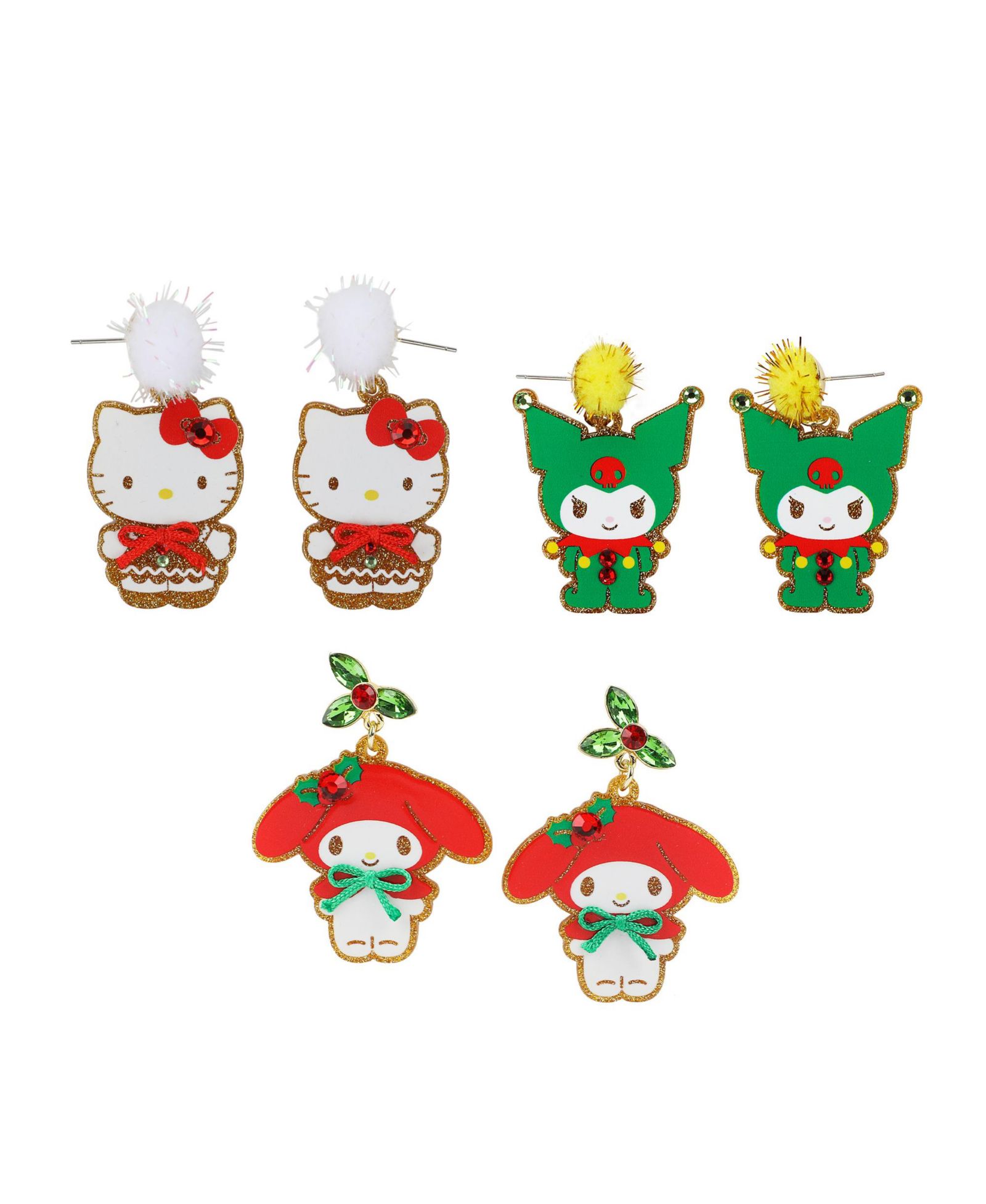 Hello kitty and Friends Christmas Outfits 3-Pair Earring Set