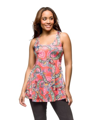 Женский топ 24seven Comfort Apparel Paisley Print Scoop Neck Tank Top