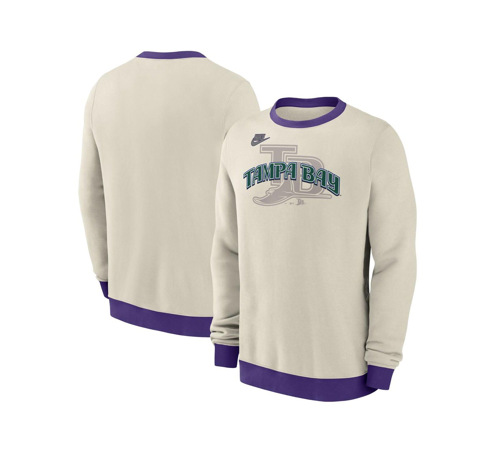 Nike Men's Cream Tampa Bay Rays Cooperstown Collection Fleece Pullover Sweatshirt
