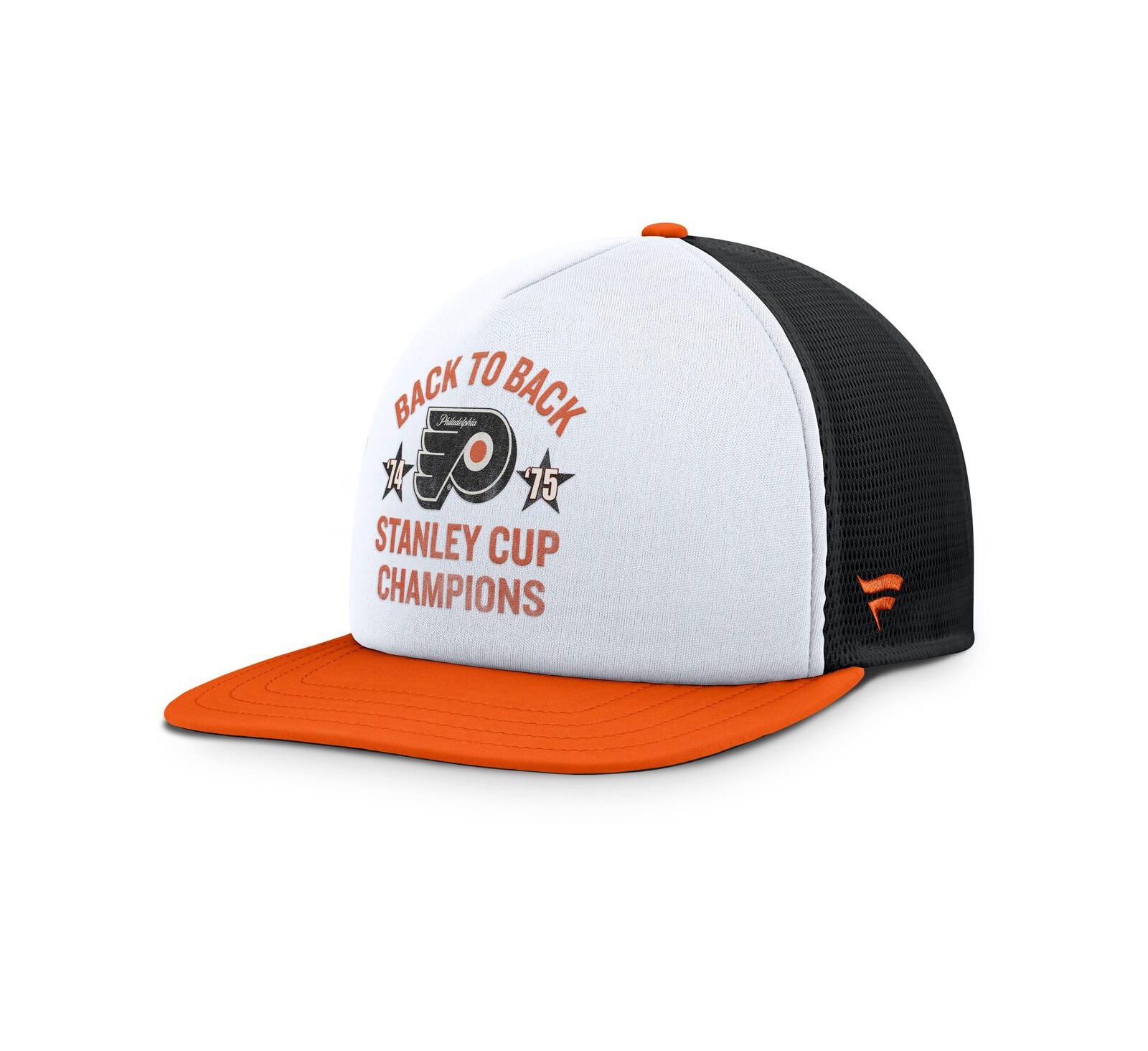 Fanatics Men's White/Orange Philadelphia Flyers Decades Collection Foam Front Snapback Hat