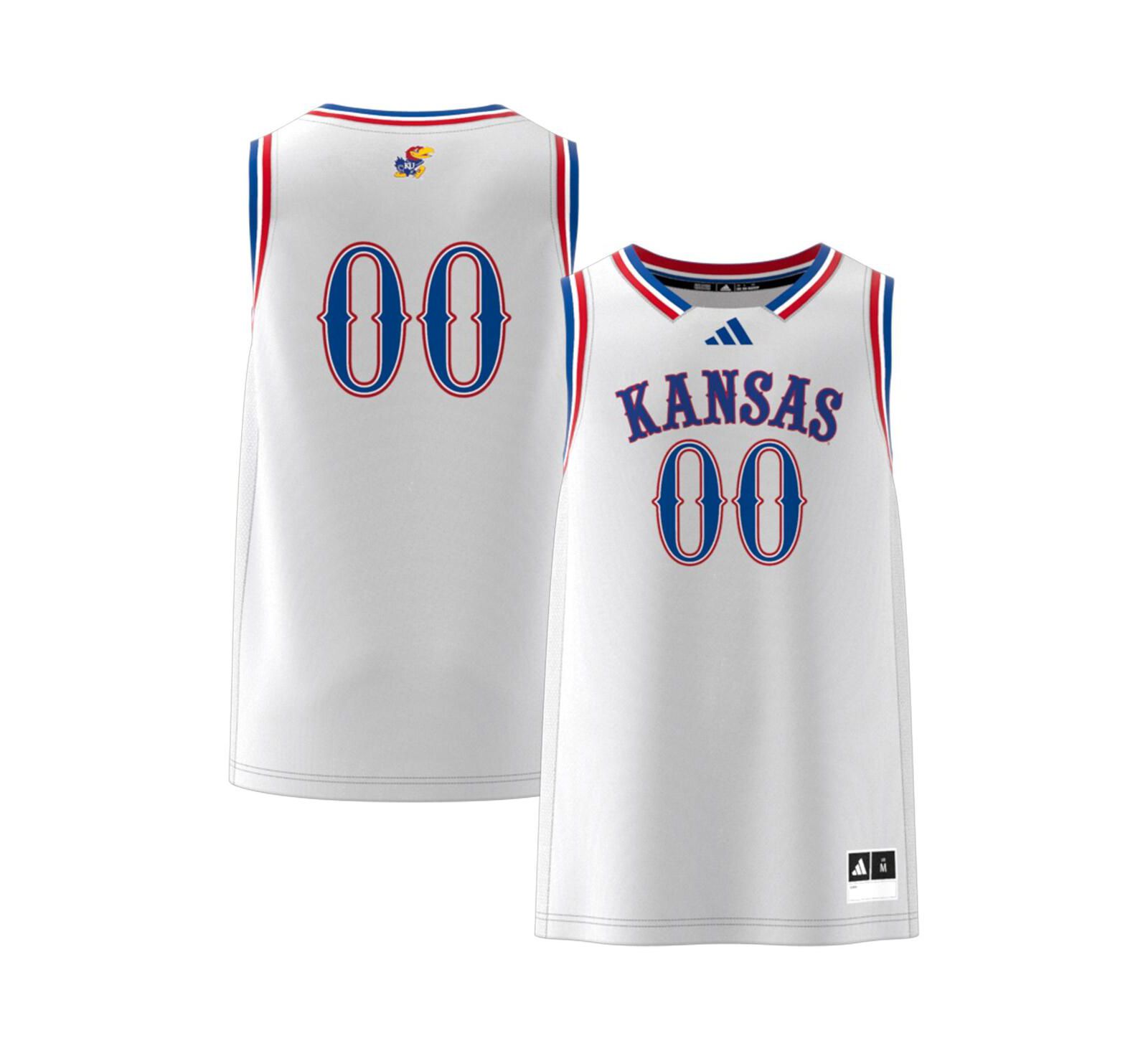 Мужская джерси Adidas 00 White Kansas Jayhawks Swingman