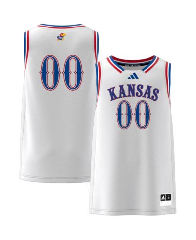 Мужская джерси Adidas 00 White Kansas Jayhawks Swingman