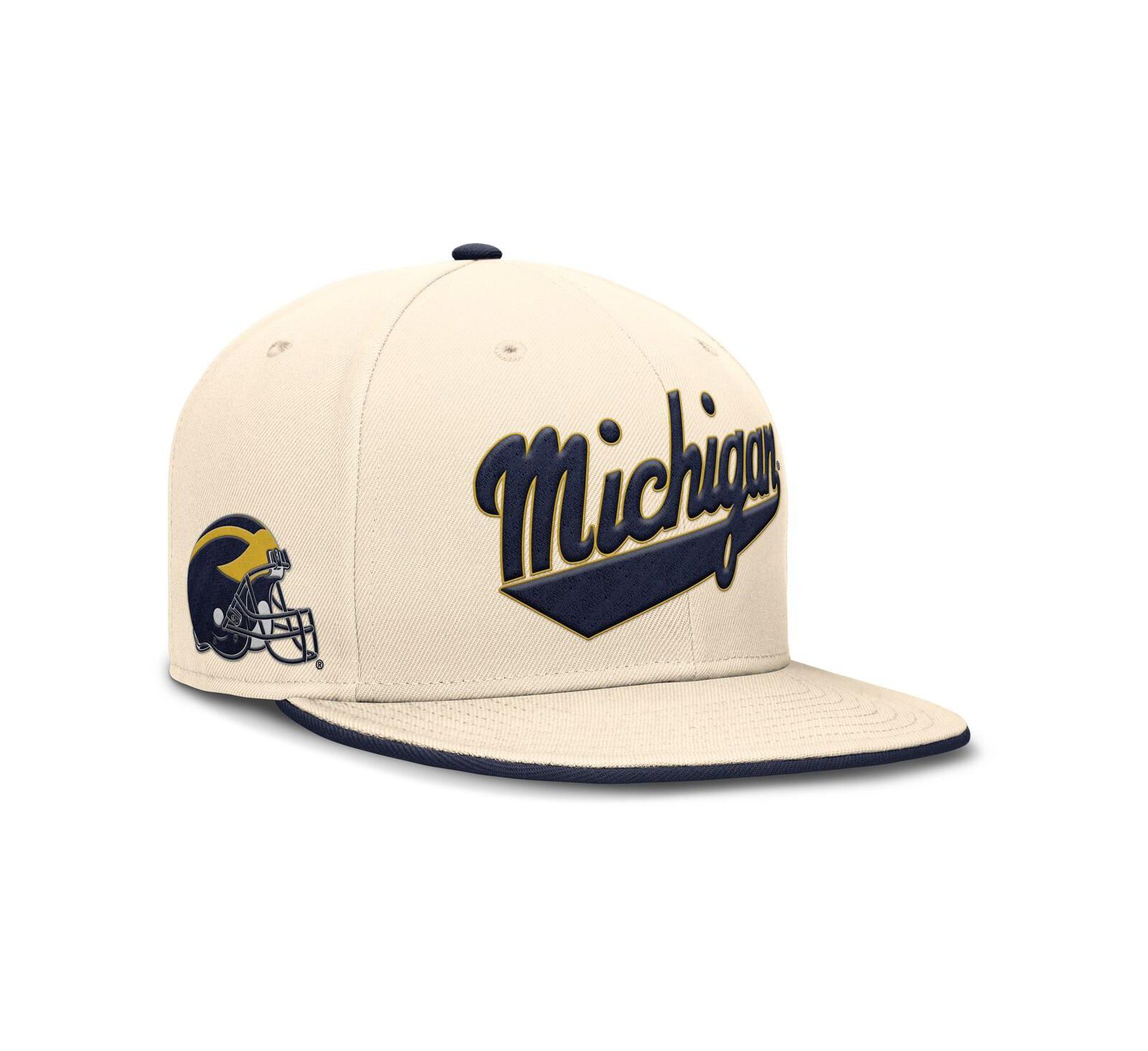 Мужская кепка Jordan Natural Michigan Wolverines Primetime True Performance Fitted