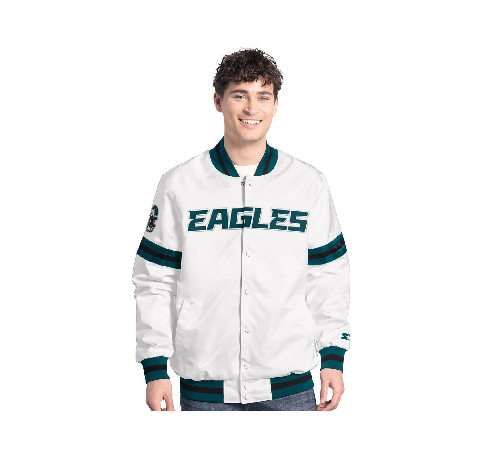 Starter Men's White Philadelphia Eagles Scout Full-Snap Varsity Jacket