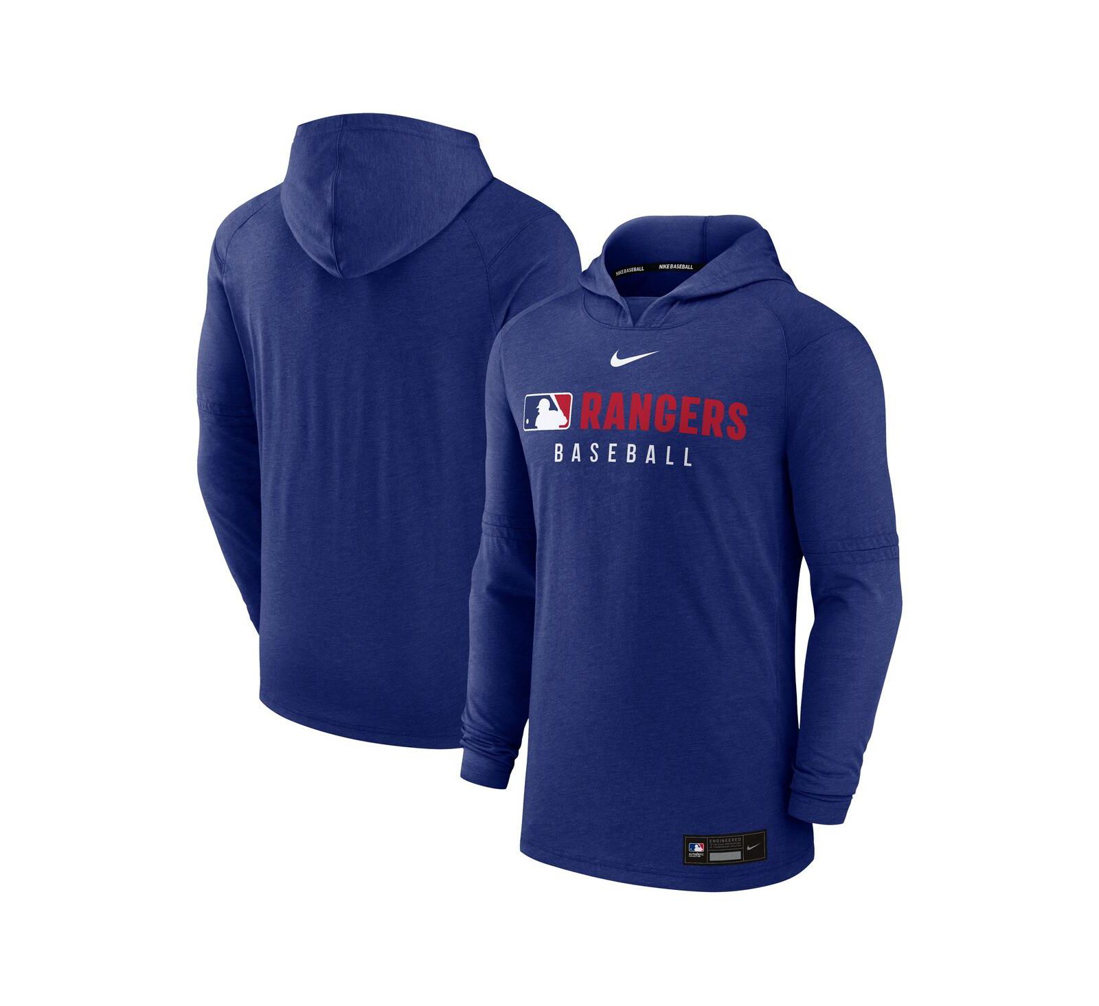 Nike Men's Heather Royal Texas Rangers Authentic Collection Tri-Blend Performance Pullover Hoodie
