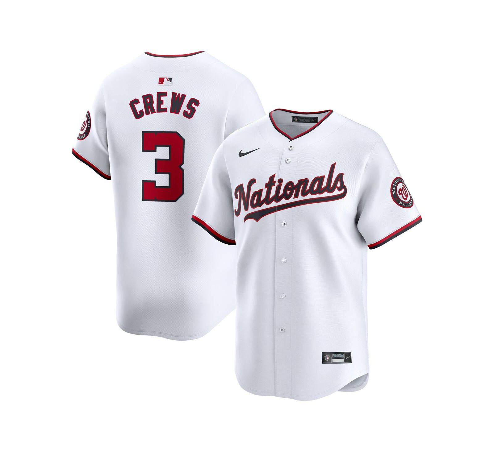Мужская джерси Nike Dylan Crews White Washington Nationals Home Limited Player