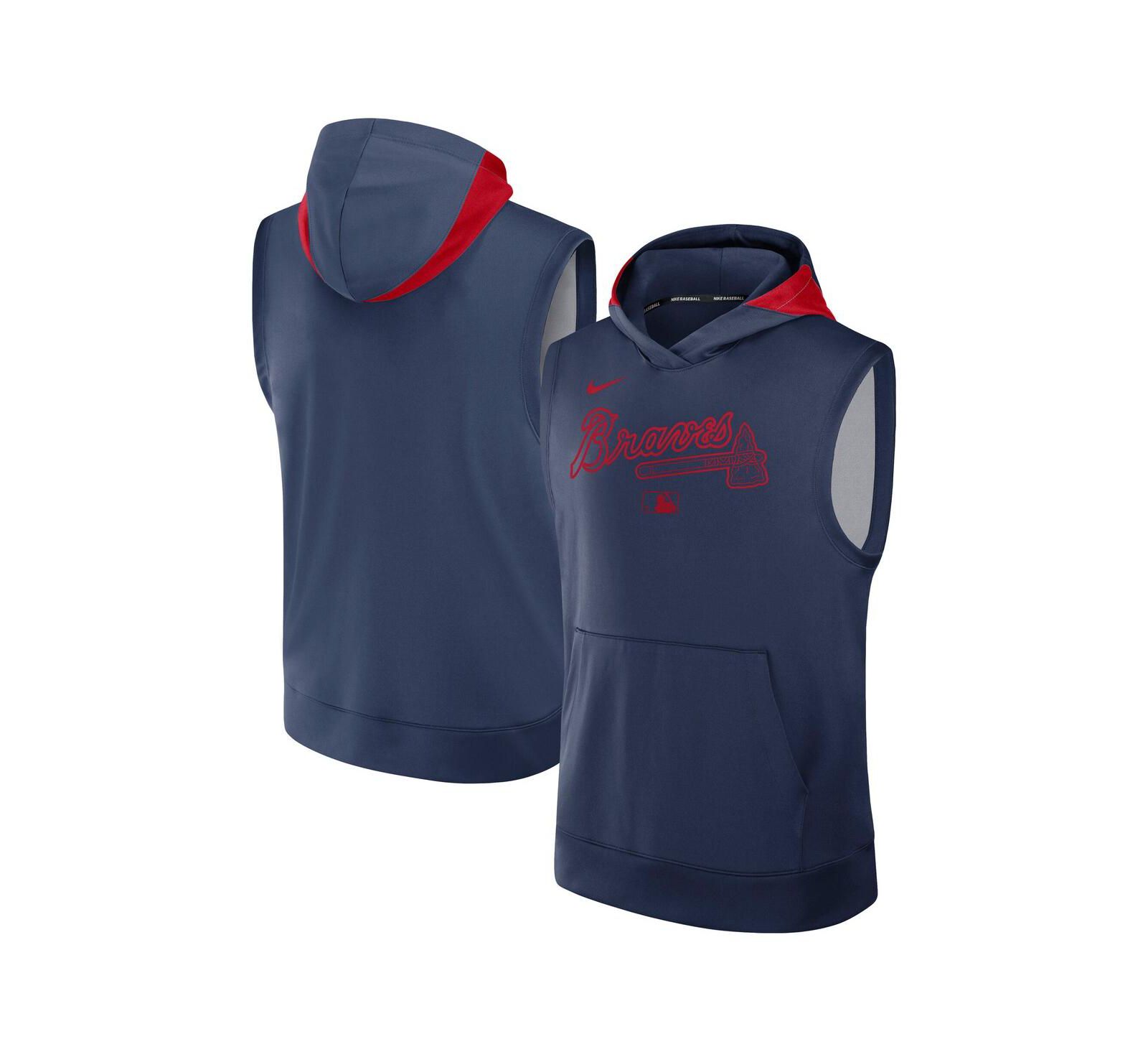 Nike мужской темно-синий безрукавный худи с капюшоном из коллекции Authentic Performance Атланта Брэйвс