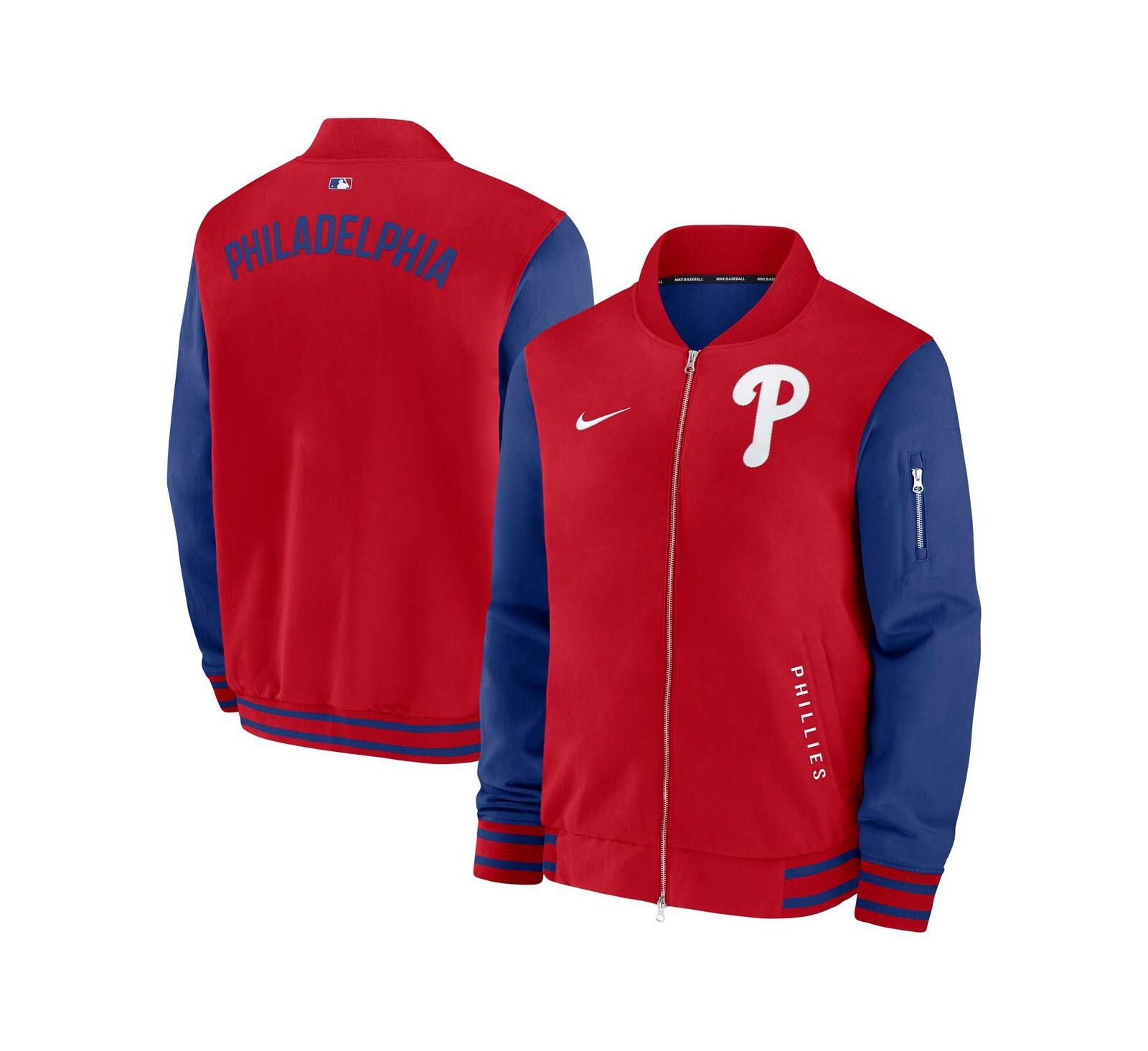 Nike Men's Red/Royal Philadelphia Phillies Authentic Collection Dugout Full-Zip Bomber Jacket