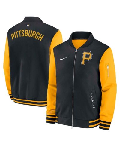 Мужская бомбер-куртка Nike Black/Gold Pittsburgh Pirates Authentic Collection Dugout Full-Zip