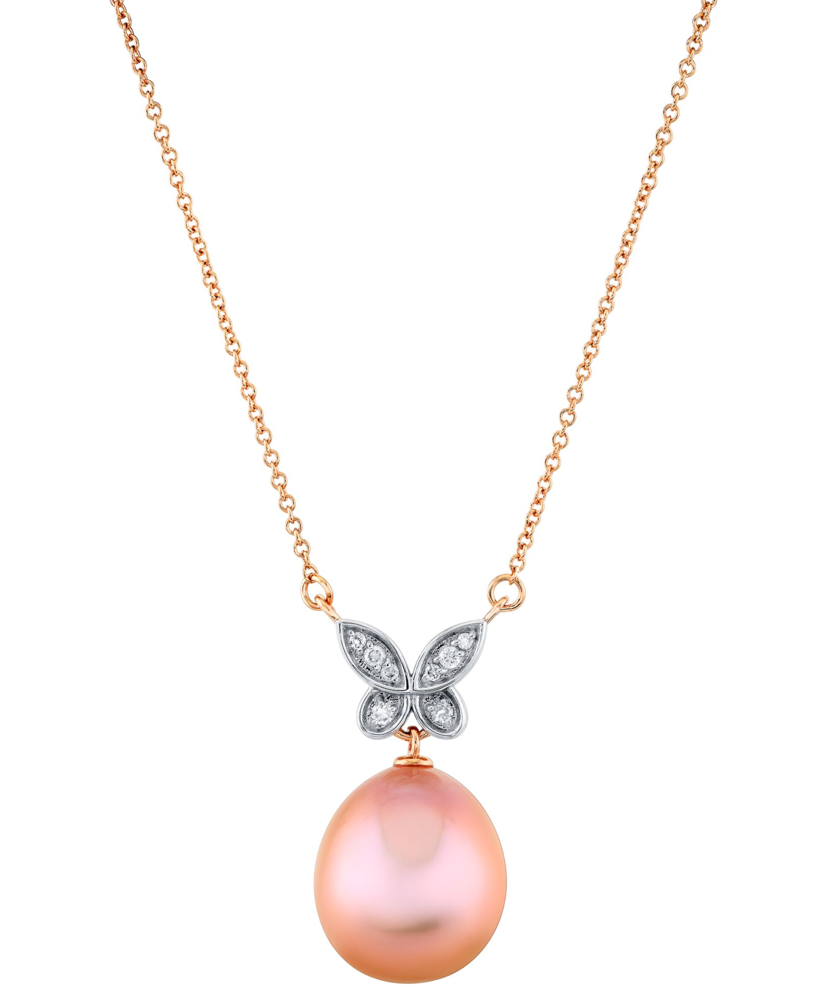 Подвеска-ожерелье с розовым жемчугом и бриллиантами в 14k Rose Gold от Macy's