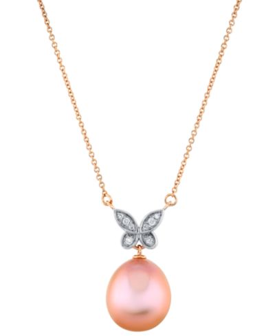 Подвеска-ожерелье с розовым жемчугом и бриллиантами в 14k Rose Gold от Macy's