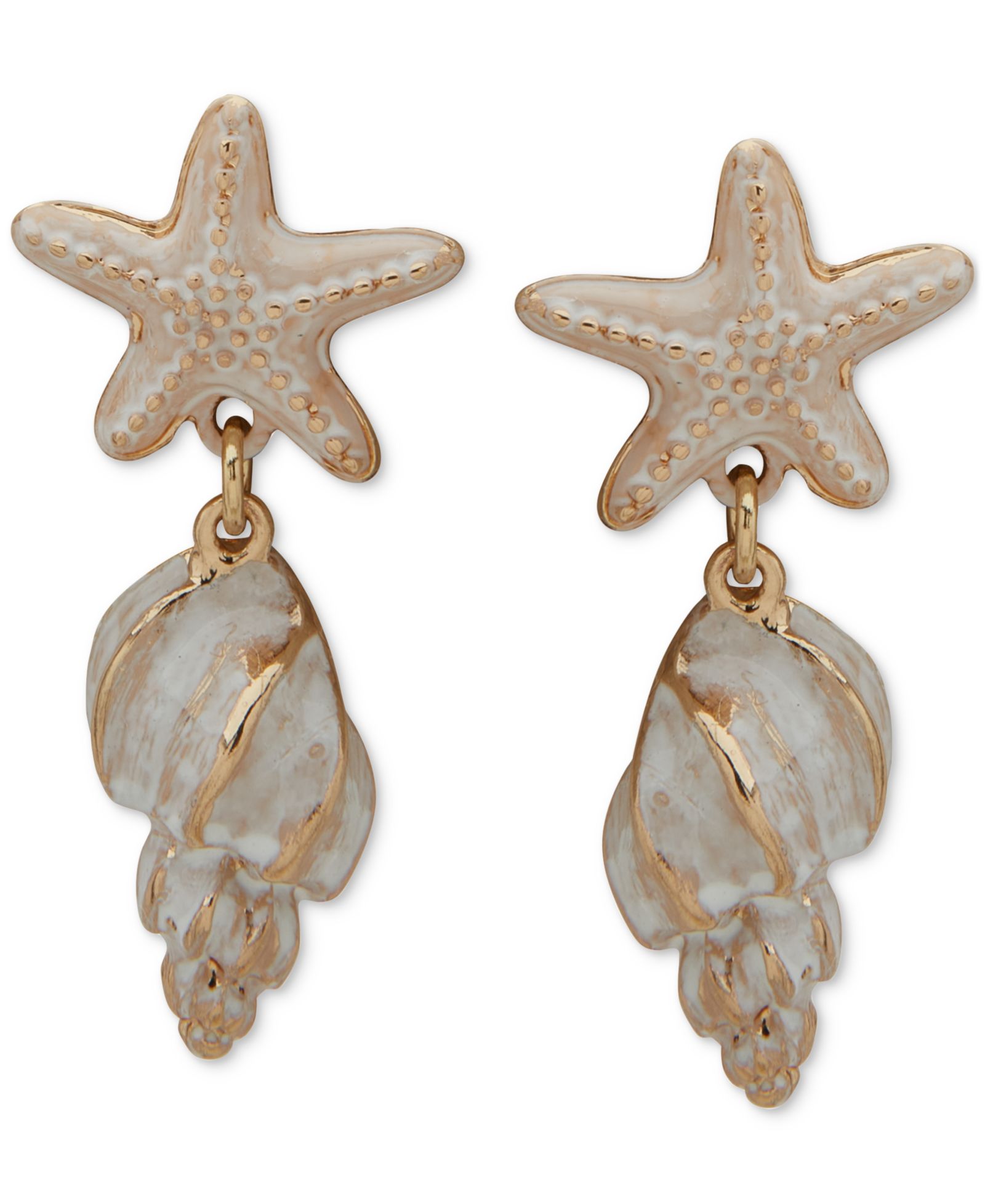 lonna & lilly Серьги-подвески Gold-Tone Starfish & Shell