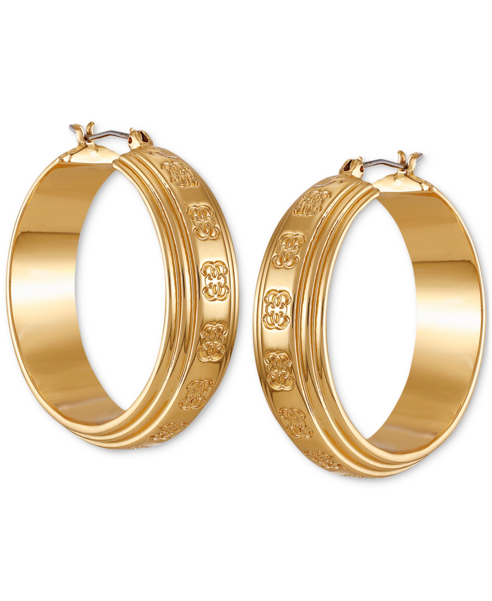Серьги-кольца GUESS Gold-Tone Logo, 2"