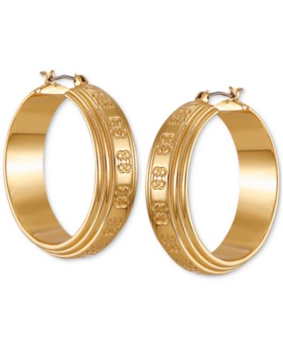 Серьги-кольца GUESS Gold-Tone Logo, 2"