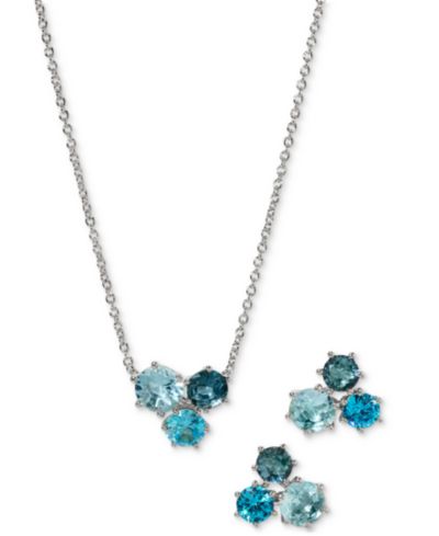 Eliot Danori Cubic Zirconia Trio Pendant Necklace & Stud Earrings, 16" + 2" extender