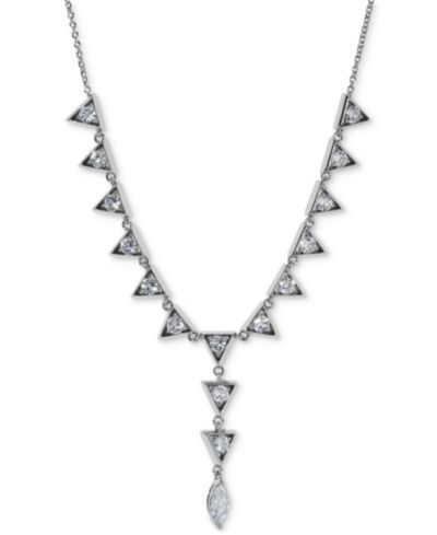 Ожерелье-лариат Eliot Danori Silver-Tone Cubic Zirconia Triangle, 16" + 2" extender