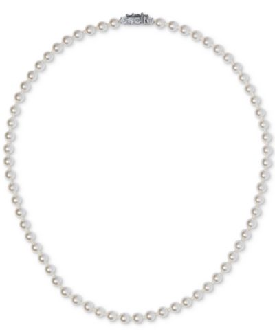 Eliot Danori Silver-Tone Imitation Pearl  & Cubic Zirconia Clasp 16" Strand Collar Necklace, Exclusively at Macy's