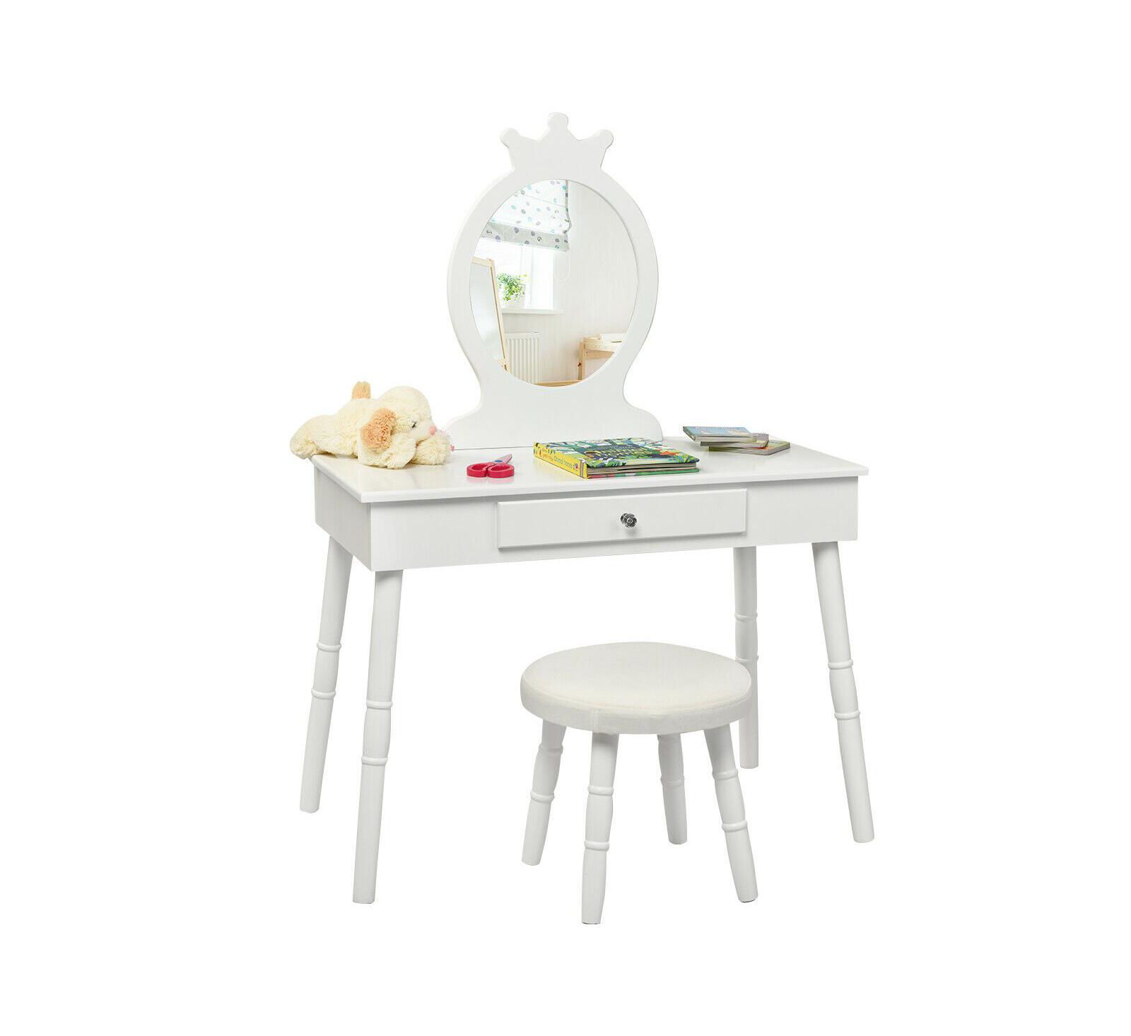 GOUUN Kids Vanity Makeup Table & Chair Set Make Up Stool