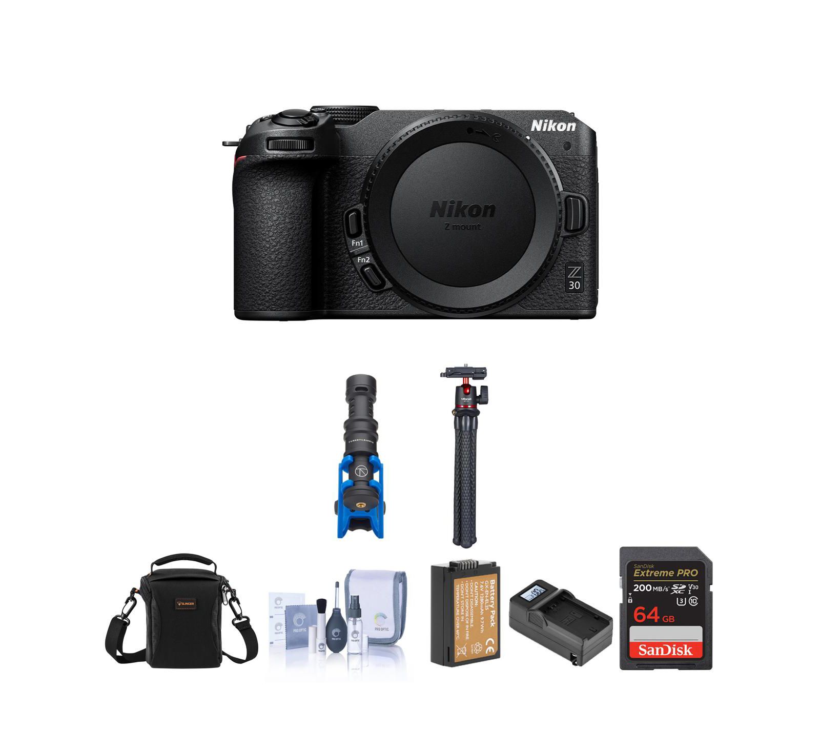 Nikon Z беззеркальная камера комплект с картой SD 64GB, сумкой, микрофоном, штативом, запасным аккумулятором, зарядным устройством и набором для чистки