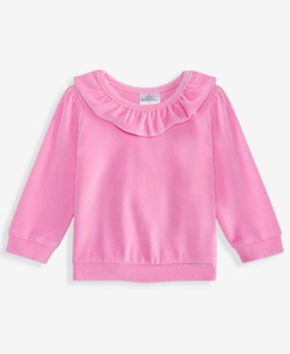 First Impressions Baby Girls' Mix and Match Long-Sleeve Ruffle-Neck Velour Top, Macy's Exclusive