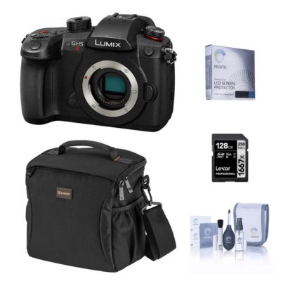 Зеркальный фотоаппарат Panasonic LUMIX GH5II комплект с 128GB SD картой, сумкой, защитным экраном и набором для чистки
