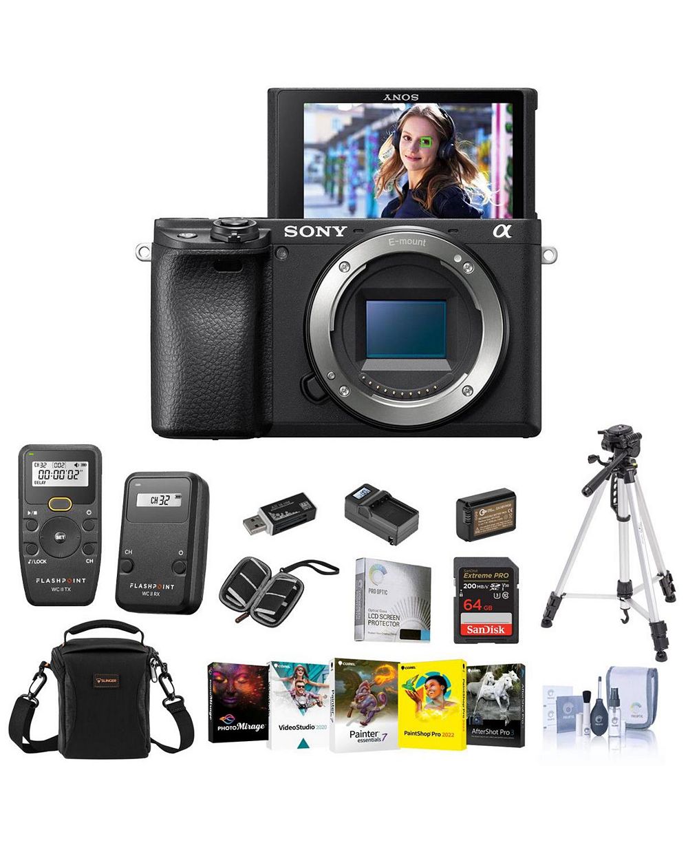 Sony Alpha a6400 Mirrorless Digital Camera - Bundle with Bag, Shutter Release Transmitter, Shutter Release Receiver, Extra Battery, Charger